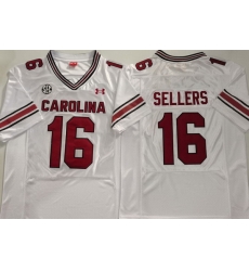 Men South Carolina Gamecock White #16 LaNorris SELLERS White Stitched NCAA Jersey