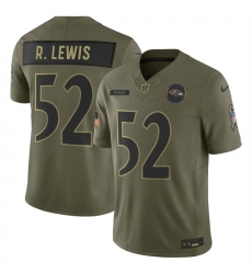 Men Baltimore Ravens 52 Ray Lewis Olive 2025 F U S E  Salute to Service Limited Football Jersey