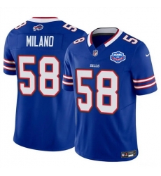 Men Buffalo Bills 58 Matt Milano Blue 2025 F U S E With Farewell Patch Vapor Untouchable Limited Stitched Football Jersey Men Buffalo Bills 58 Matt Milano Blue 2025 F U S E With Farewell Patch Vapor Untouchable Limited Stitched Football Jersey