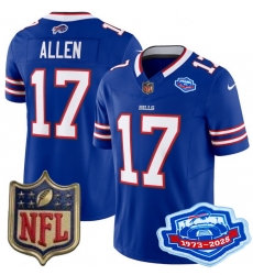 Youth Buffalo Bills 17 Josh Allen Blue 2025 F U S E Farewell Season Gold Shield Patch Stitched Football Jersey Youth Buffalo Bills 17 Josh Allen Blue 2025 F U S E Farewell Season Gold Shield Patch Stitched Football Jersey