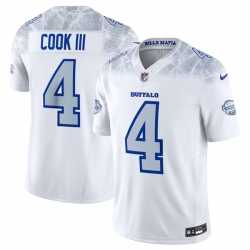 Youth Buffalo Bills 4 James Cook III White 2025 F U S E Rivalries Vapor Untouchable Stitched Football Jersey