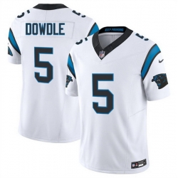 Men Carolina Panthers 5 Rico Dowdle White 2024 F U S E  Vapor Limited Stitched Football Jersey