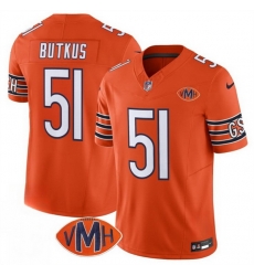 Men Chicago Bears 51 Dick Butkus Orange 2025 F U S E  With VMH Patch Vapor Untouchable Limited Stitched Football Jersey