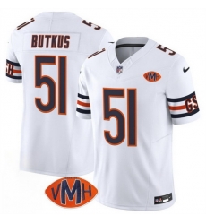 Men Chicago Bears 51 Dick Butkus White 2025 F U S E With VMH Patch Vapor Untouchable Limited Stitched Football Jersey Men Chicago Bears 51 Dick Butkus White 2025 F U S E With VMH Patch Vapor Untouchable Limited Stitched Football Jersey