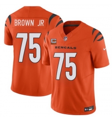 Men Cincinnati Bengals 75 Orlando Brown Jr Orange 2025 F U S E With 2 Star C Patch Vapor Untouchable Limited Stitched Football Jersey Men Cincinnati Bengals 75 Orlando Brown Jr Orange 2025 F U S E With 2 Star C Patch Vapor Untouchable Limited Stitched Football Jersey
