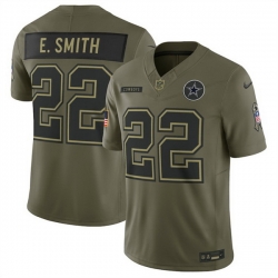Men Dallas Cowboys 22 Emmitt Smith Olive 2025 Salute to Service Limited Stitched Football Jersey