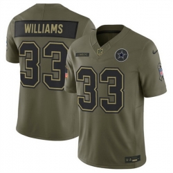 Men Dallas Cowboys 33 Javonte Williams Olive 2025 F U S E  Salute to Service Limited Stitched Football Jersey