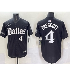 Men Dallas Cowboys 4 Dak Prescott Black  27Gothic Lone Star Edition 27 Limited Stitched Baseball Jersey