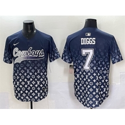 Men Dallas Cowboys 7 Trevon Diggs Navy Limited Stitched Baseball Jersey