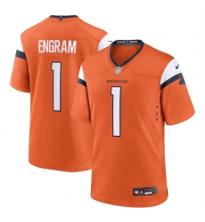 Men Denver Broncos 1 Evan Engram Orange 2025 Alternate Stitched Game Jersey Men Denver Broncos 1 Evan Engram Orange 2025 Alternate Stitched Game Jersey