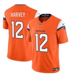 Men Denver Broncos 12 RJ Harvey Orange 2025 F U S E  Vapor Limited Stitched Football Jersey