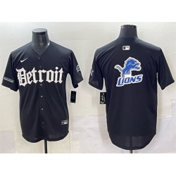 Men Detroit Lions Team Big Logo Black  27Motor Gothic Edition 27 Vapor Premier Limited Stitched Jersey