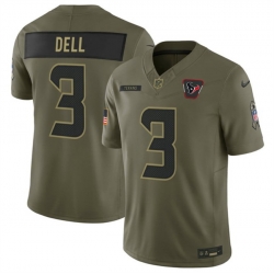 Men Houston Texans 3 Tank Dell Olive 2025 F U S E  Salute to Service Limited Stitched Football Jersey