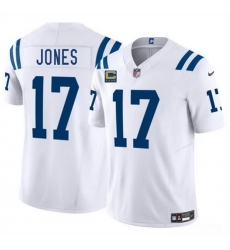 Men Indianapolis Colts 17 Daniel Jones White 2025 F U S E With 4 Star C Patch Vapor Limited Stitched Football Jersey Men Indianapolis Colts 17 Daniel Jones White 2025 F U S E With 4 Star C Patch Vapor Limited Stitched Football Jersey