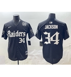 Men Las Vegas Raiders 34 Bo Jackson Black 27Gothic Sin City Shadows Edition 27 With 65th Anniversary Patch Vapor Limited Stitched Baseball Jersey Men Las Vegas Raiders 34 Bo Jackson Black 27Gothic Sin City Shadows Edition 27 With 65th Anniversary Patch Vapor Limited Stitched Baseball Jersey