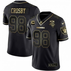 Men Las Vegas Raiders 98 Maxx Crosby Black Gold 2020 Inaugural With 1 Star C Patch Vapor Untouchable Stitched Football Jersey