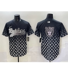 Men Las Vegas Raiders Team Big Logo Black Limited Stitched Baseball Jersey 2