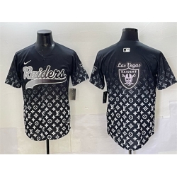 Men Las Vegas Raiders Team Big Logo Black Limited Stitched Baseball Jersey 2