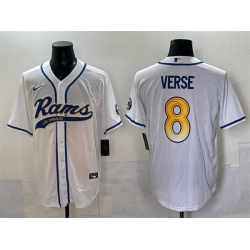 Men Los Angeles Rams 8 Jared Verse White Cool Base Stitched Baseball Jersey