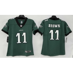 Women Philadelphia Eagles 11 A J Brown Green New Vapor Untouchable Limited Stitched Football Jersey