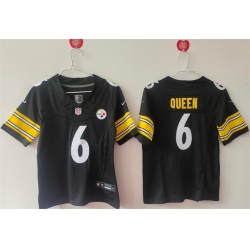 Women Pittsburgh Steelers 6 Patrick Queen F U S E Black Vapor Stitched Football Jersey 