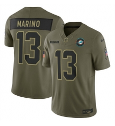 Men Miami Dolphins 13 Dan Marino Olive 2025 Salute to Service Limited Stitched Football Jersey Men Miami Dolphins 13 Dan Marino Olive 2025 Salute to Service Limited Stitched Football Jersey
