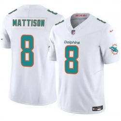 Men Miami Dolphins 8 Alexander Mattison White 2025 F U S E  Vapor Limited Stitched Football Jersey