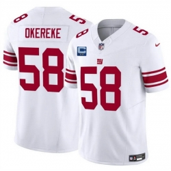 Men New York Giants 58 Bobby Okereke White 2025 F U S E  With 2 Star C Patch Vapor Untouchable Limited Stitched Jersey