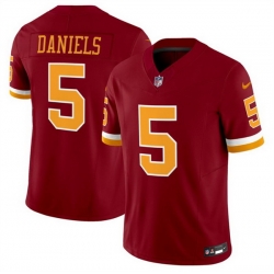 Men Washington Commanders 5 Jayden Daniels Burgundy 2025 F U S E  Throwback Limited Stitched Football Jersey
