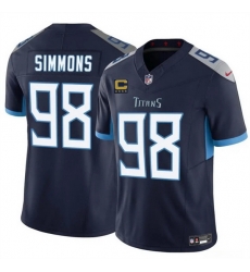 Men Tennessee Titans 98 Jeffery Simmons Navy 2025 F U S E  With 4 Star C Patch Vapor Limited Stitched Football Jersey