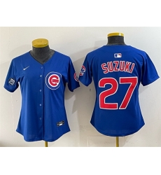 Women Chicago Cubs 27 Seiya Suzuki Royal Ryne Sandberg Tribute Vapor Limited V2 Stitched Baseball Jersey Women Chicago Cubs 27 Seiya Suzuki Royal Ryne Sandberg Tribute Vapor Limited V2 Stitched Baseball Jersey