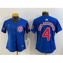 Women Chicago Cubs 4 Pete Crow Armstrong Royal Ryne Sandberg Tribute Vapor Limited V2 Stitched Baseball Jersey