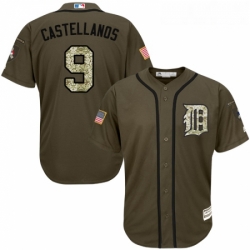 Youth Majestic Detroit Tigers 9 Nick Castellanos Replica Green Salute to Service MLB Jersey