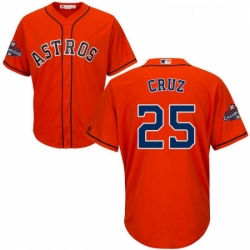 Youth Majestic Houston Astros 25 Jose Cruz Jr Authentic Orange Alternate 2017 World Series Champions Cool Base MLB Jersey