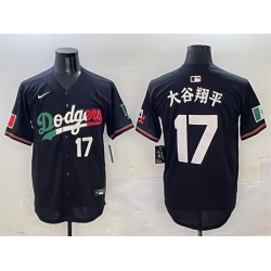 Men Los Angeles Dodgers 17 Shohei Ohtani Black Mexico Flag Limited Stitched Baseball Jersey