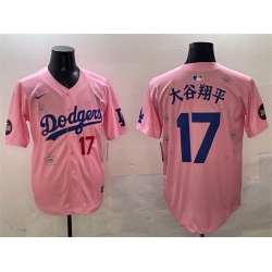 Men Los Angeles Dodgers 17 Shohei Ohtani Pink 2025 Tokyo Series Limited Stitched Baseball Jersey