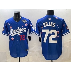 Men Los Angeles Dodgers 72 Miguel Rojas Royal 2025 World Series Patch Tokyo Series Limited Stitched Baseball Jersey