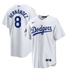 Men Los Angeles Dodgers 8 Enrique Hernandez White 2025 World Series Champions Patch Cool Base Stitched Baseball Jersey Men Los Angeles Dodgers 8 Enrique Hernandez White 2025 World Series Champions Patch Cool Base Stitched Baseball Jersey
