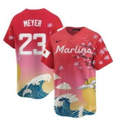 Men Miami Marlins 23 Max Meyer Pink Japanese Heritage Night 2025 Limited Baseball Jersey Men Miami Marlins 23 Max Meyer Pink Japanese Heritage Night 2025 Limited Baseball Jersey