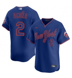 Men New York Mets Nike Luisangel Acuna #2 Blue Stitched Player Jersey Men New York Mets Nike Luisangel Acuna #2 Blue Stitched Player Jersey