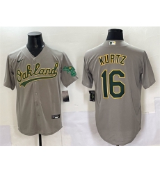 Men Oakland Athletics 16 Nick Kurtz Grey Cool Base Stitched Baseball Jersey Men Oakland Athletics 16 Nick Kurtz Grey Cool Base Stitched Baseball Jersey