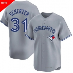 Men Toronto Blue Jays 31 Max Scherzer Gray Cool Base Stitched Baseball Jersey