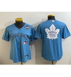 Women Toronto Blue Jays 26 Leafs Blue 2025 World Series With White Leafs Logo Cool Base Stitched Baseball Jersey Women Toronto Blue Jays 26 Leafs Blue 2025 World Series With White Leafs Logo Cool Base Stitched Baseball Jersey