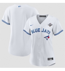 Women Toronto Blue Jays Blank White 2025 World Series Home Cool Base Stitched Baseball Jersey Women Toronto Blue Jays Blank White 2025 World Series Home Cool Base Stitched Baseball Jersey