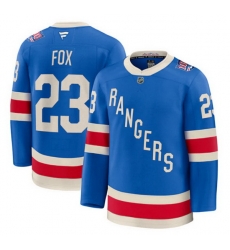 Men New York Rangers 23 Adam Fox Blue Centennial Stitched Hockey Jersey Men New York Rangers 23 Adam Fox Blue Centennial Stitched Hockey Jersey