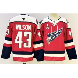 Men Washington Capitals 43 Tom Wilson Red With A Patch Stitched Hockey Jersey