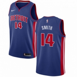 Mens Nike Detroit Pistons 14 Ish Smith Swingman Royal Blue Road NBA Jersey Icon Edition