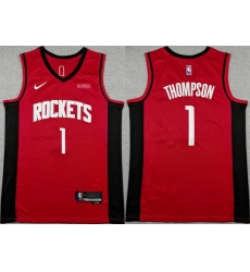Men Houston Rockets 1 Amen Thompson Red Icon Edition Stitched Jersey