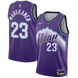 Men Utah Jazz 23 Lauri Markkanen Purple 2025 Icon Edition Stitched Basketball Jersey