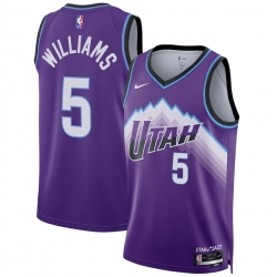 Men Utah Jazz 5 Cody Williams Purple 2025 Icon Edition Stitched Basketball Jersey
